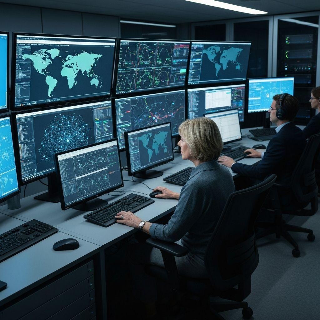 Security operations center monitoring global network activity