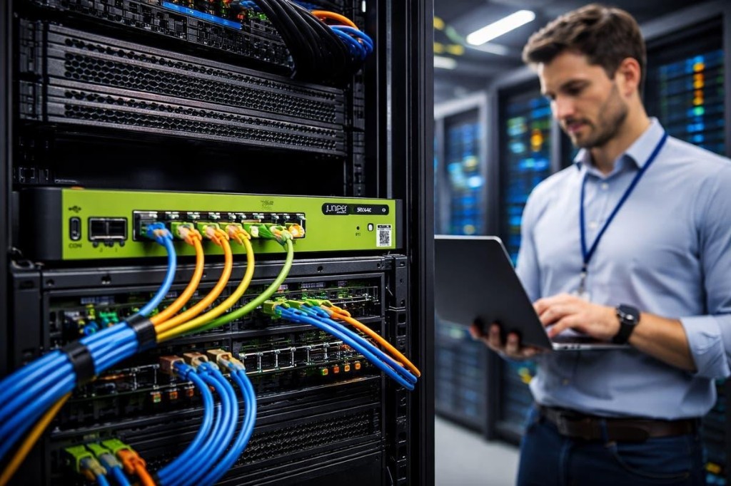 Network router and engineer in a data center