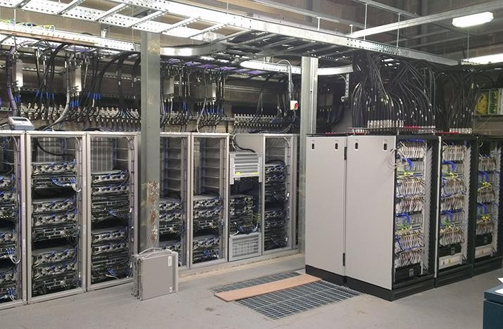 Indoor telecommunications racks and cabling